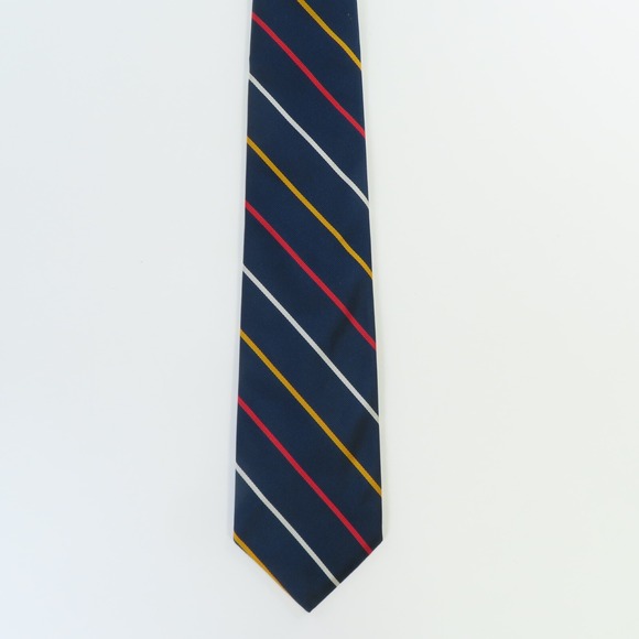 Westleigh Regiment Tie Mens Silk Red Blue Yellow Stripe Repp 3.75" Wide 56" Long - Picture 3 of 8